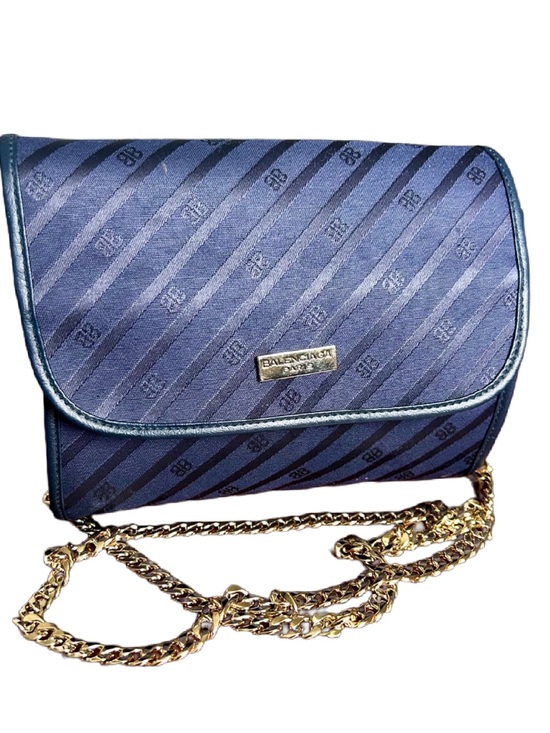 Balenciaga Handbags - Vintage Balenciaga Navy Monogram Chain Crossbody Bag